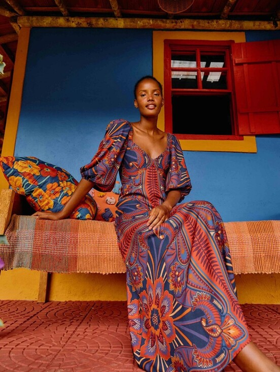FARM Rio Dresses & Skirts - FARM RIO | $240 Macaw Arabesque Puff Sleeve Maxi Dress